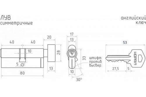Сердцевина МЦ-ЛУВ- 80 хром 40-40 Нора-М/325095